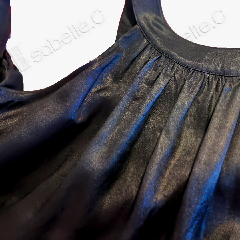 Halter‑Neck Heavy‑Satin Gambiered Canton Silk Dress - 皮子料重緞香雲紗掛脖裙