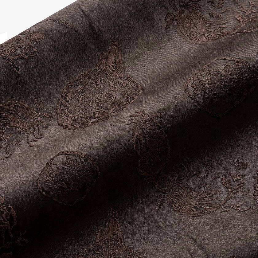 Jacquard Gambiered Canton Silk Shirt‑Dress, Leather‑Finish - 重緞香雲紗提花長外套