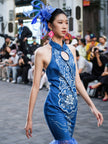 Luxury Tie-Dye Halter Dress with Tulle