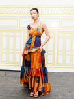 Gambiered Canton Silk Satin Dress