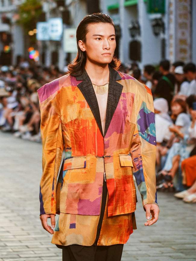 Original Satin Gambiered Canton Silk Handmade Blazer