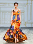 Gambiered Canton Silk Satin Dress