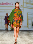 Hualuo Gambiered Canton Silk Patchwork Cape Dress