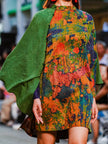 Hualuo Gambiered Canton Silk Patchwork Cape Dress