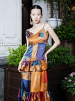Gambiered Canton Silk Satin Dress