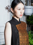 Gambiered Canton Silk Patchwork Top - 香雲紗罩衫