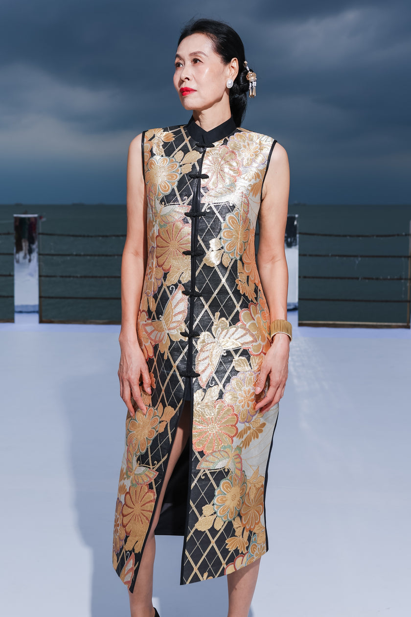 Haute Couture Gold-foil Kesi Tapestry Long Vest - 金箔底緙絲背心