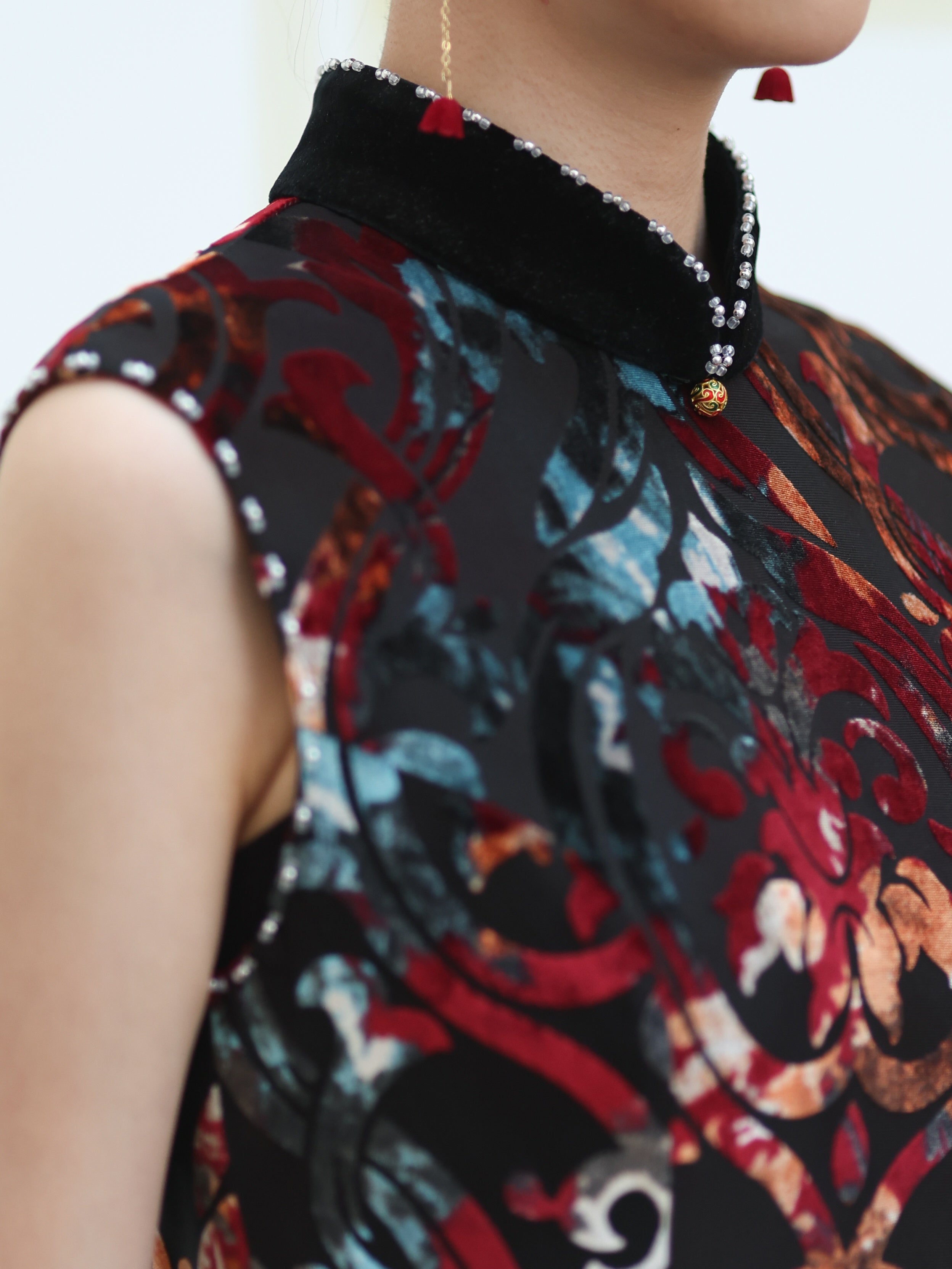 Artisan Tie-Dye Velvet Cheongsam