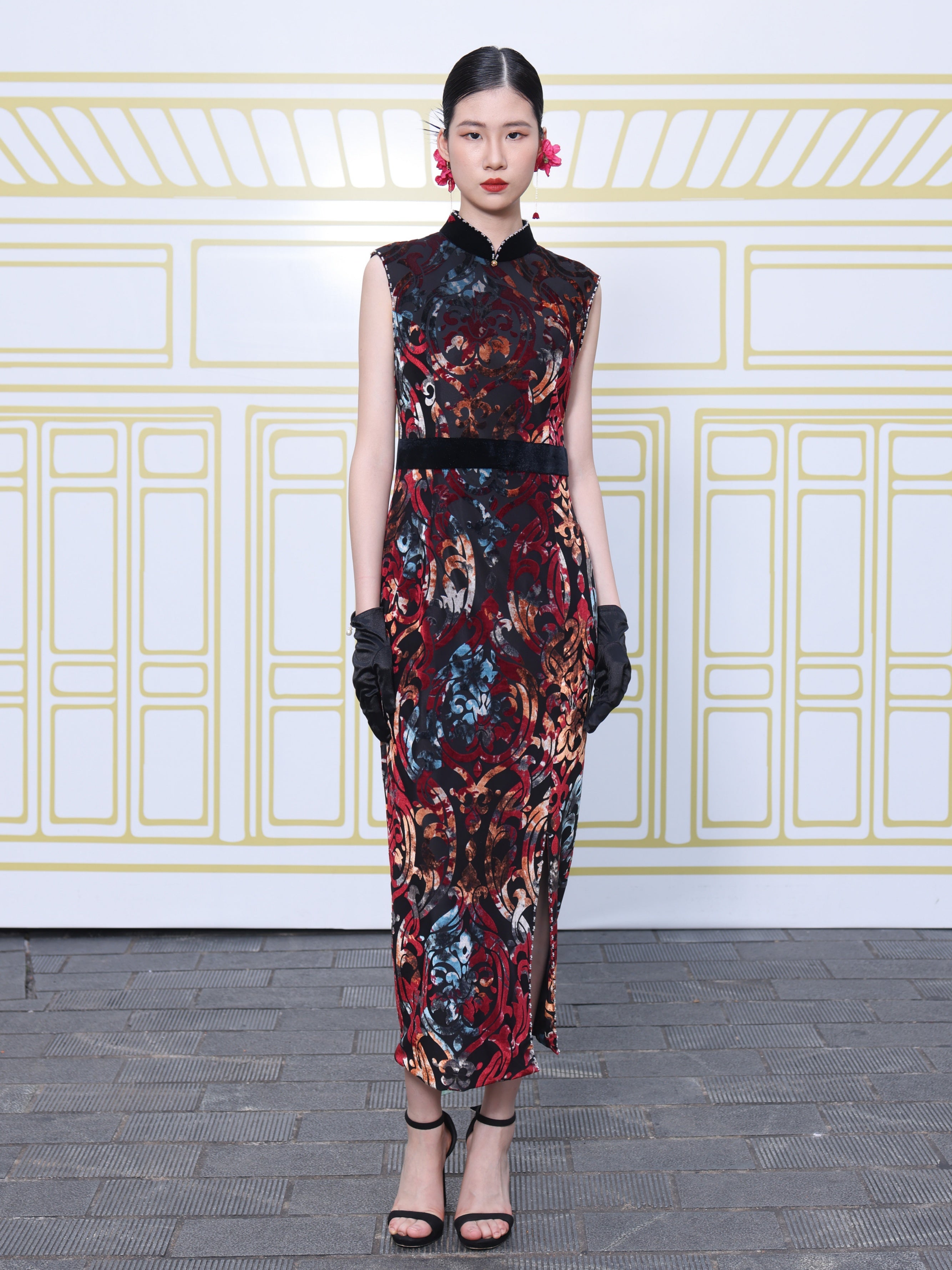 Artisan Tie-Dye Velvet Cheongsam