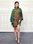 Hualuo Gambiered Canton Silk Patchwork Cape Dress