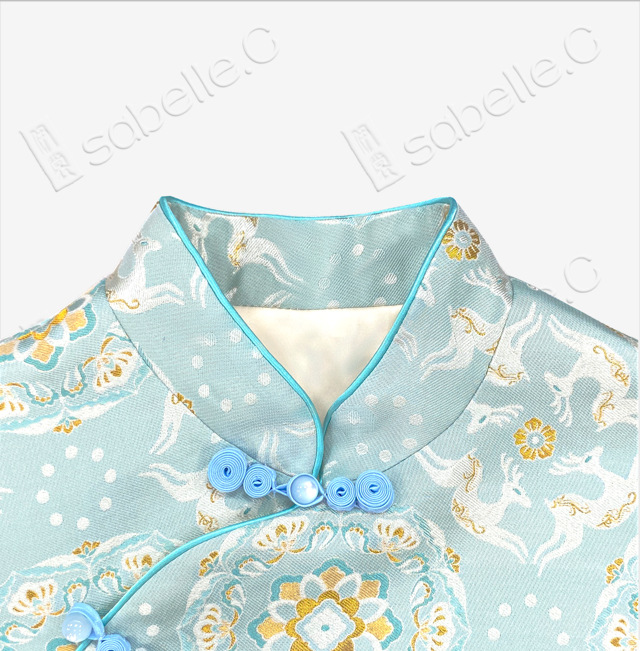 Kid's Song Brocade Stand-up Collar Qipao-style Top