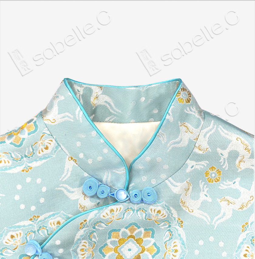 Kid's Song Brocade Stand-up Collar Qipao-style Top
