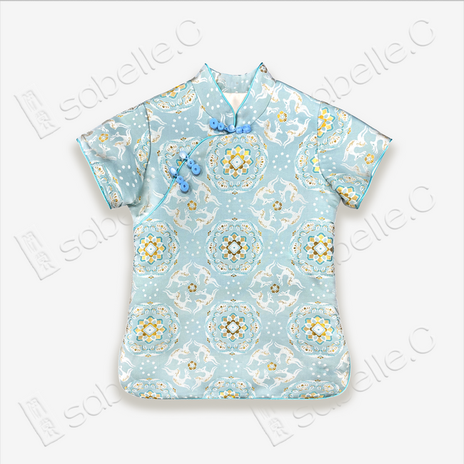 Kid's Song Brocade Stand-up Collar Qipao-style Top