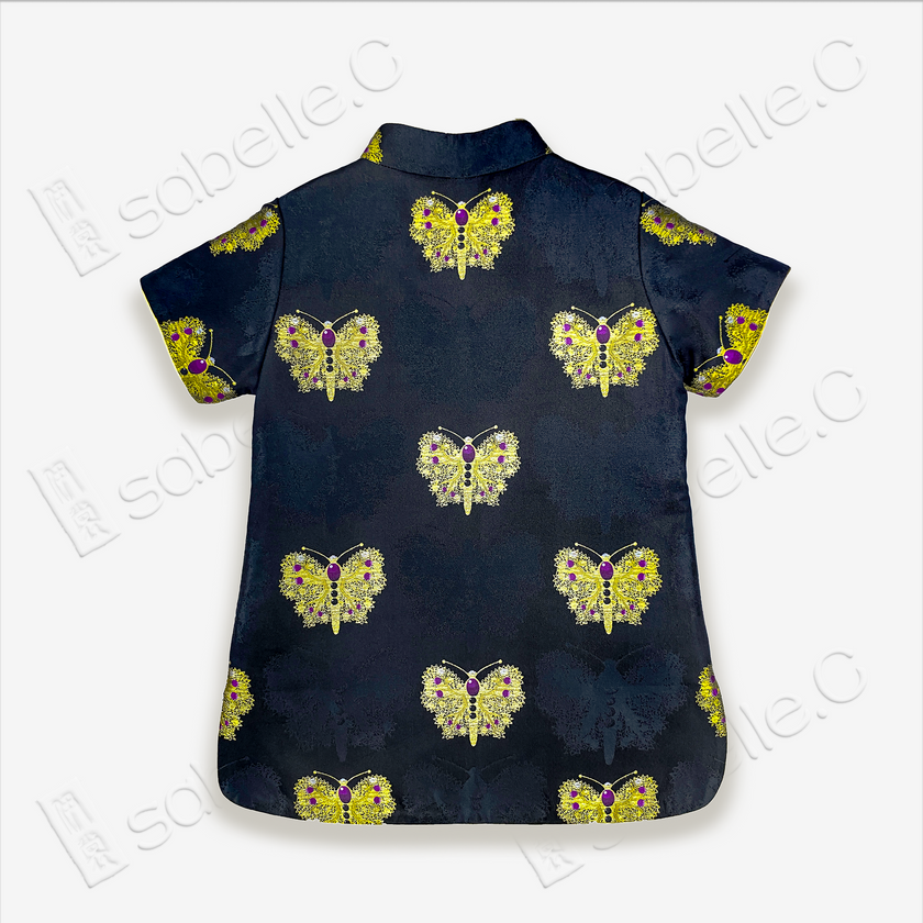 Kid's Song Brocade Stand-up Collar Qipao-style Top