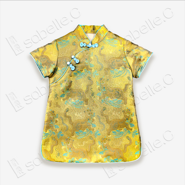 Kid's Song Brocade Stand-up Collar Qipao-style Top