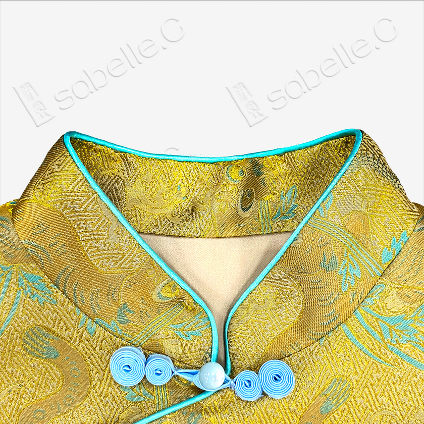 Kid's Song Brocade Stand-up Collar Qipao-style Top
