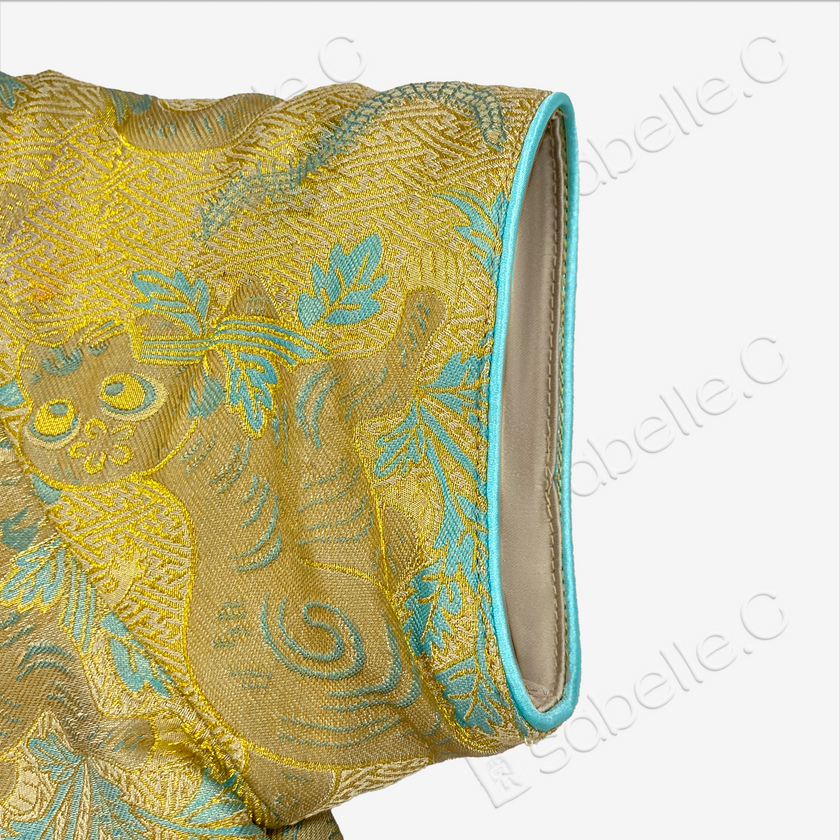 Kid's Song Brocade Stand-up Collar Qipao-style Top