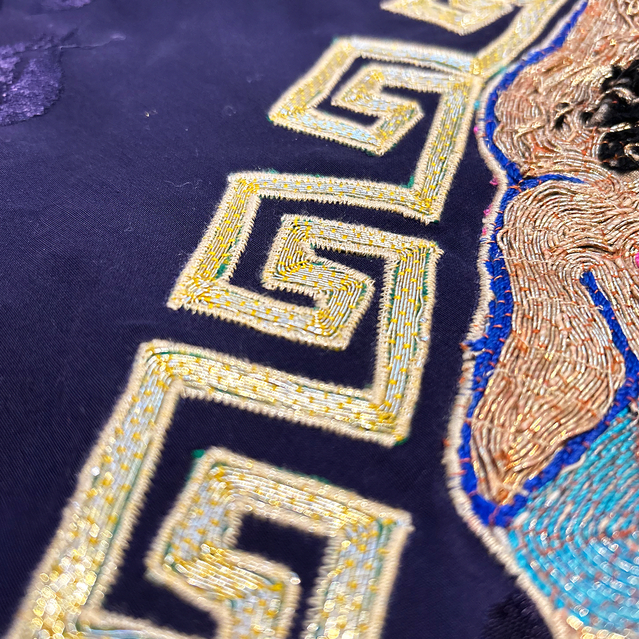 Gold Couched Embroidery Jumpsuit - 「玄獸納祿」盤金繡吊帶褲