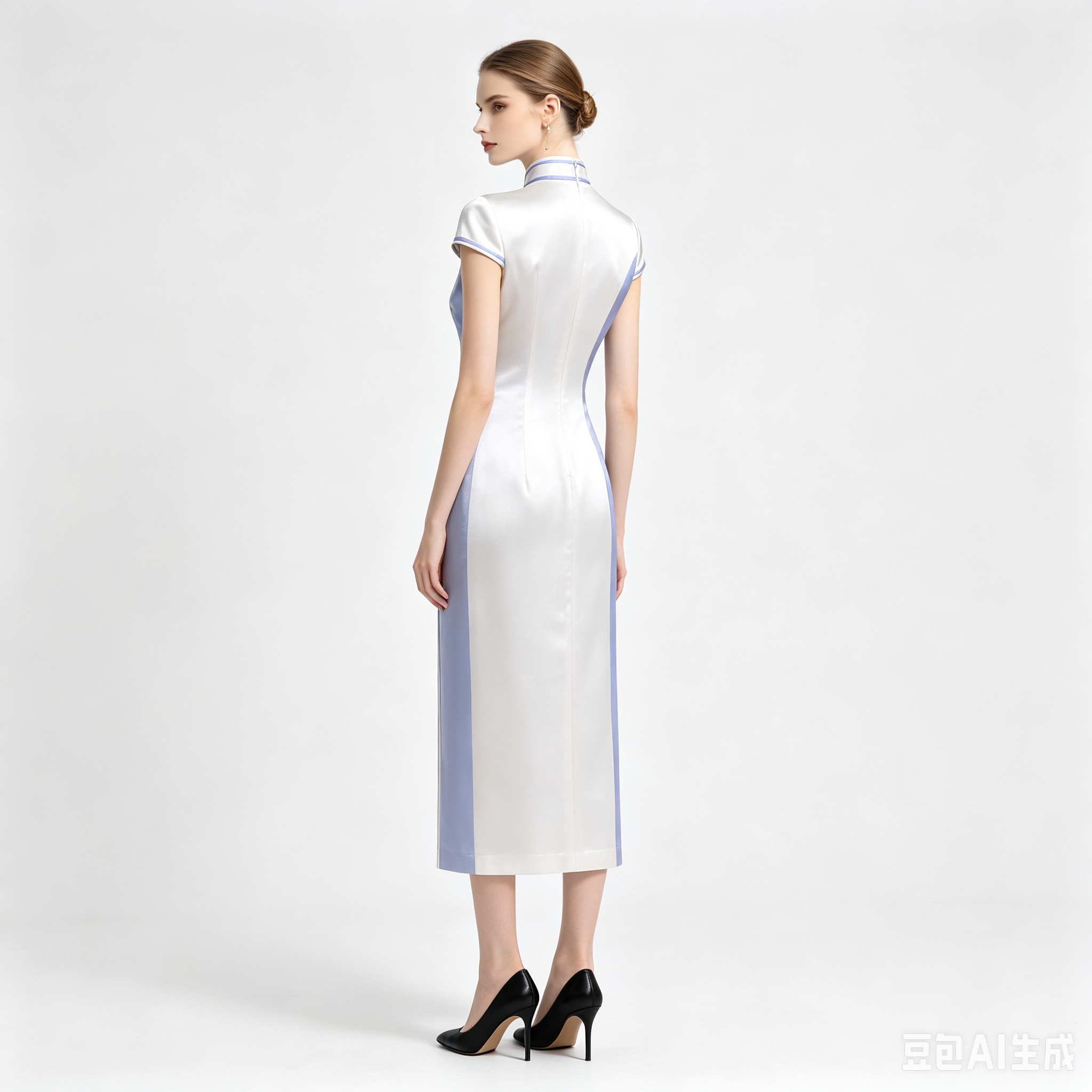 Purple Mist Iris Bloom Split Panel Hand-Painted Heavyweight Vintage Silk Qipao - 「紫嵐鳶華」重磅真絲手繪旗袍