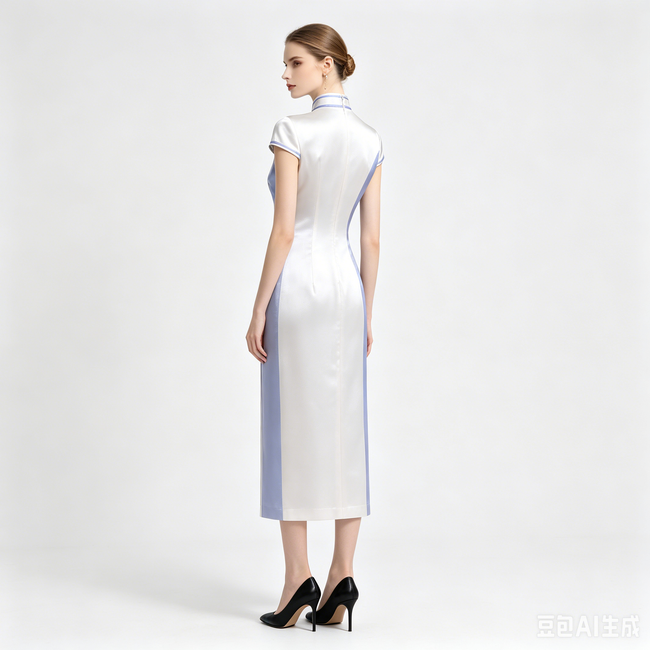 Purple Mist Iris Bloom Split Panel Hand-Painted Heavyweight Vintage Silk Qipao - 「紫嵐鳶華」重磅真絲手繪旗袍