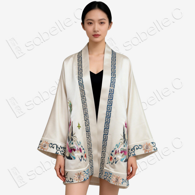 Vintage Embroidered Silk Coat