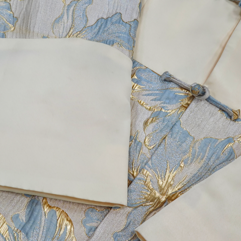 Floral Embroidered Two-Tone Mandarin Collar Jacket