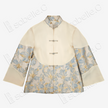 Floral Embroidered Two-Tone Mandarin Collar Jacket