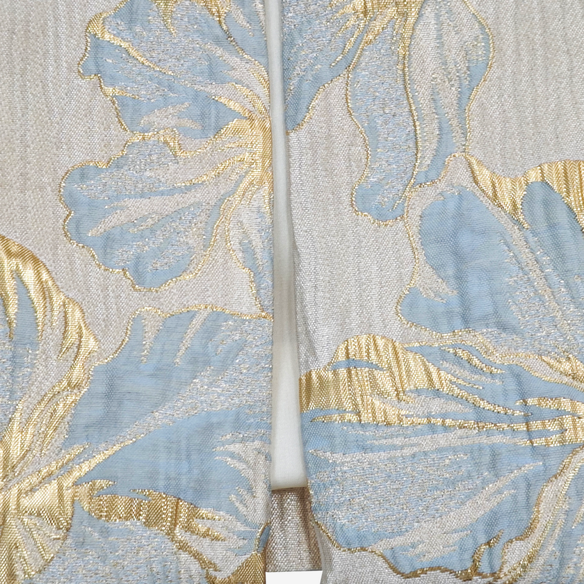 Floral Embroidered Two-Tone Mandarin Collar Jacket