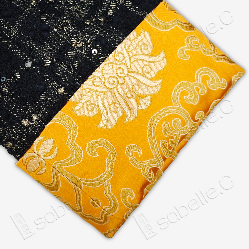 Black-Gold Plaid Tweed Short Coat