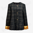 Black-Gold Plaid Tweed Short Coat