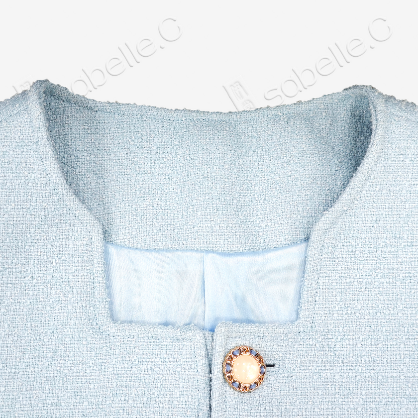 Tweed Knit Jacket with Song Brocade Cuffs