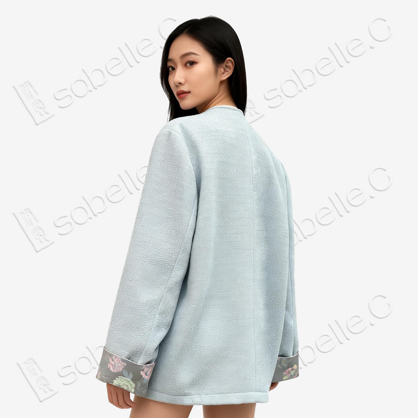 Tweed Knit Jacket with Song Brocade Cuffs