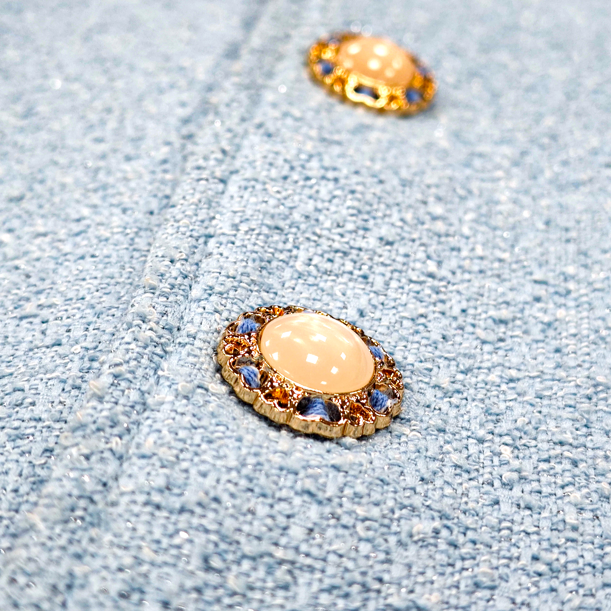 Tweed Knit Jacket with Song Brocade Cuffs