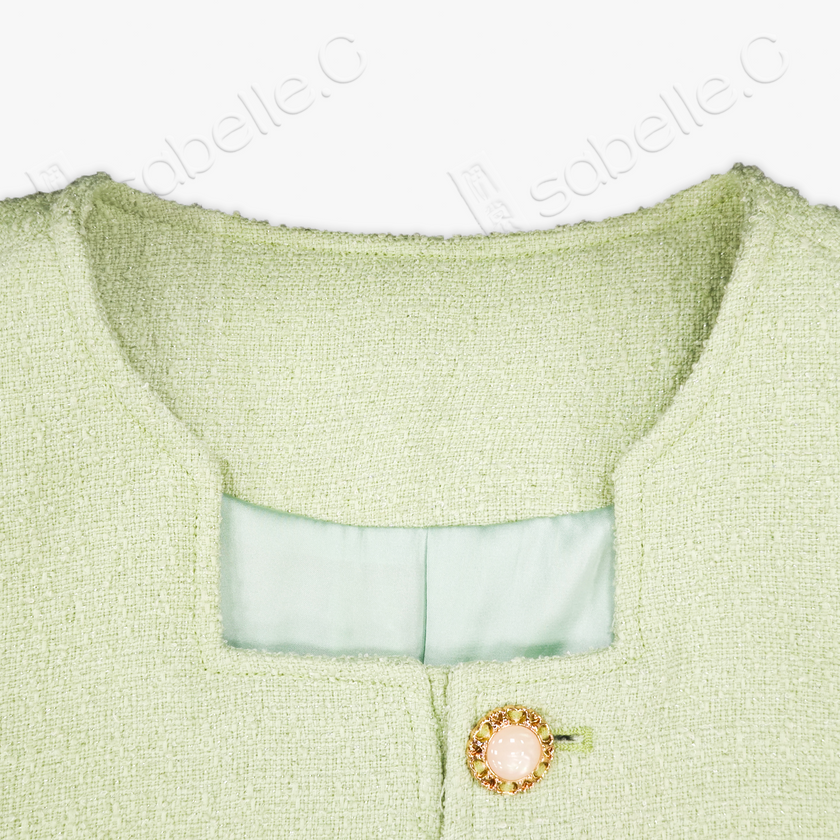 Tweed Knit Jacket with Song Brocade Cuffs