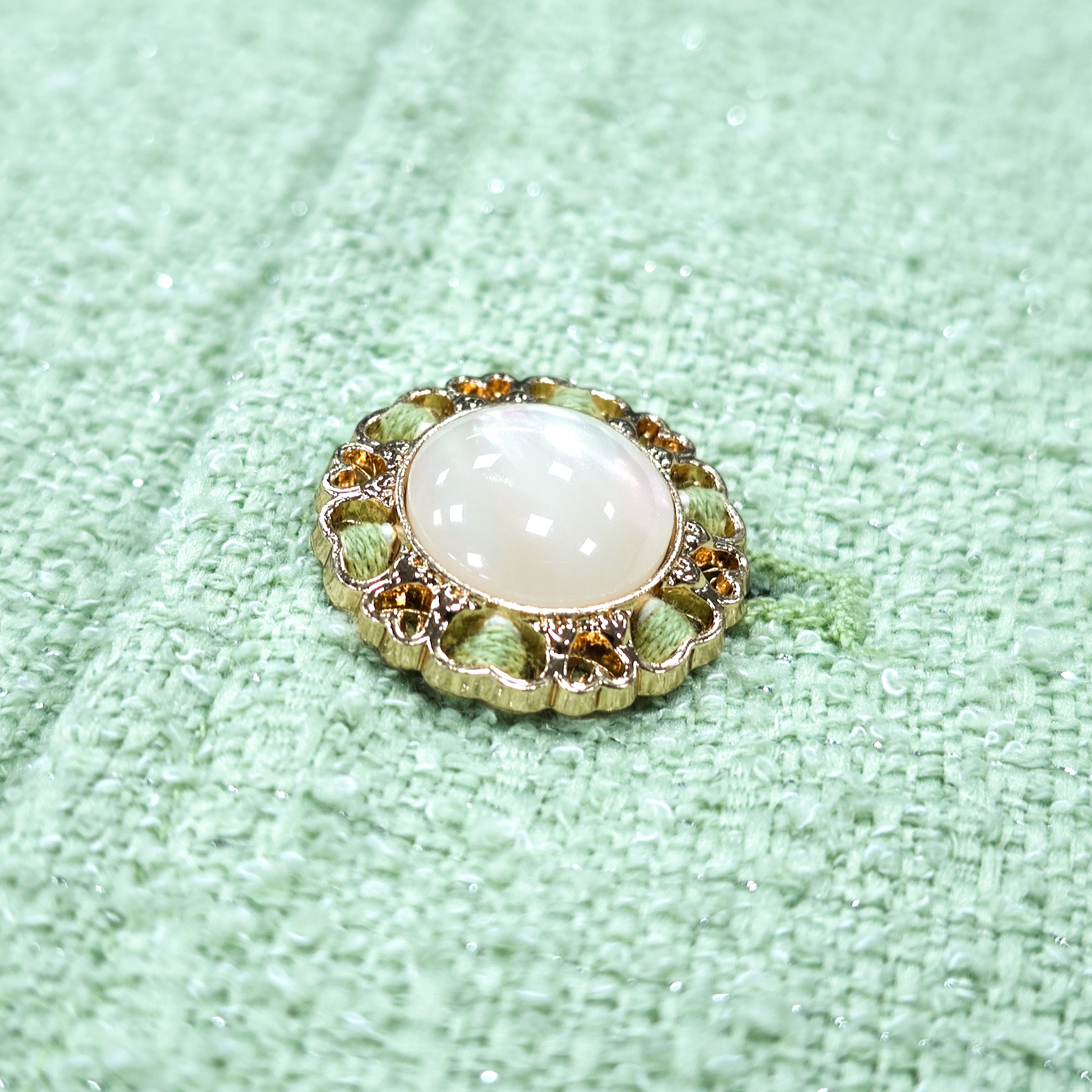 Tweed Knit Jacket with Song Brocade Cuffs