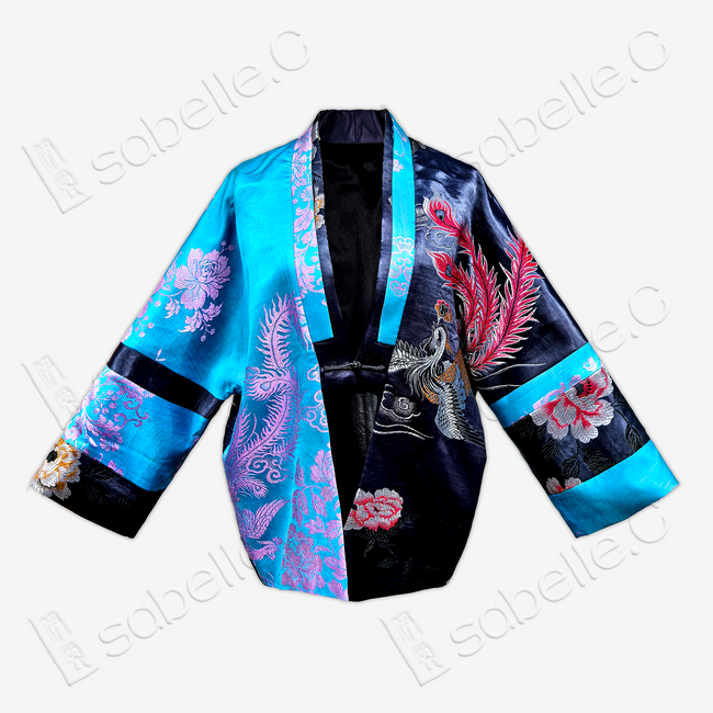 Silk Satin Chinese  Blessing Patchwork-style Cardigan
