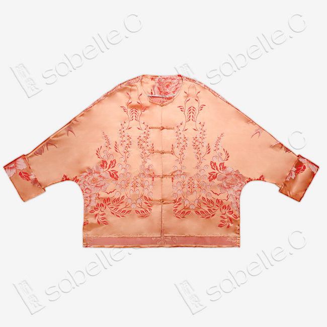 Satin Brocade Oriental Mandarin Collar Outerwear