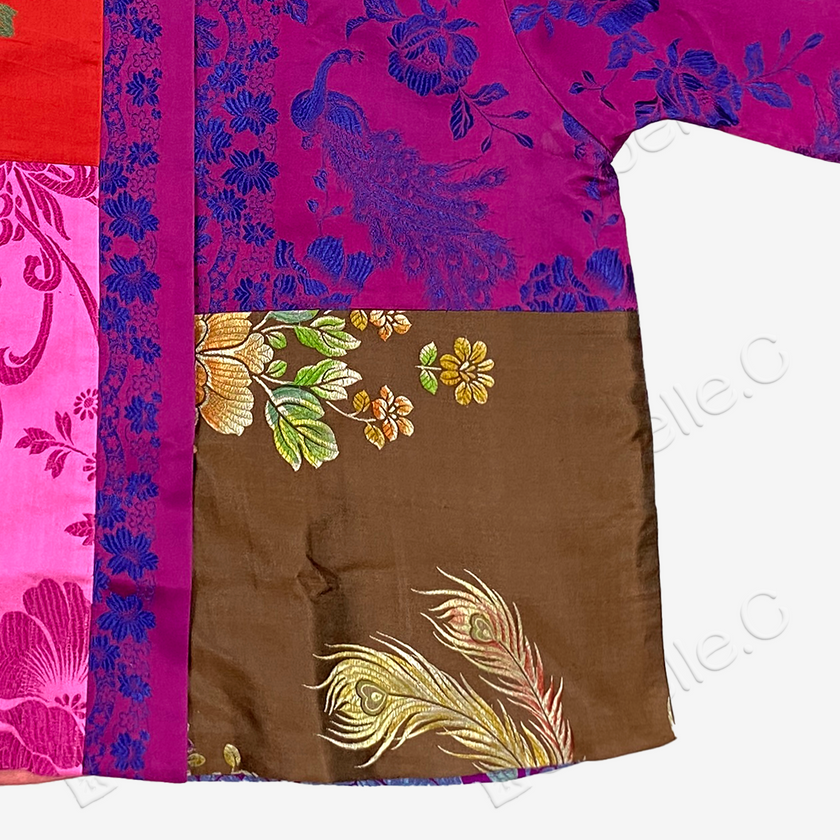 Patchwork-style Vintage Silk Jacket