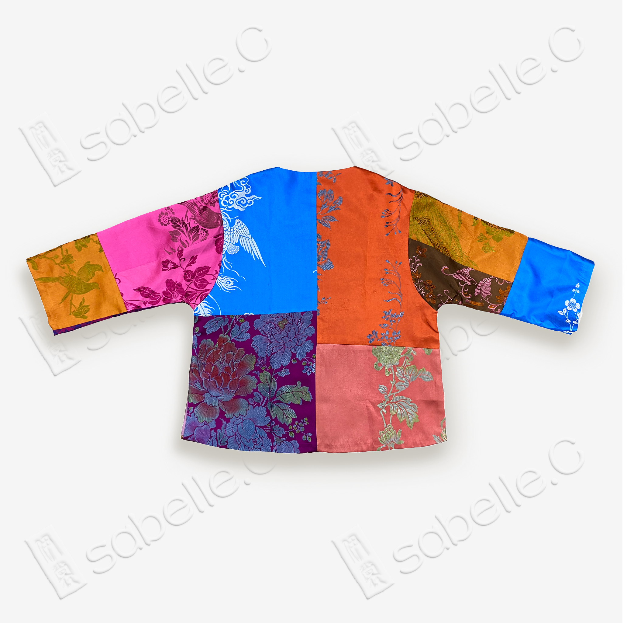Patchwork-style Vintage Silk Jacket
