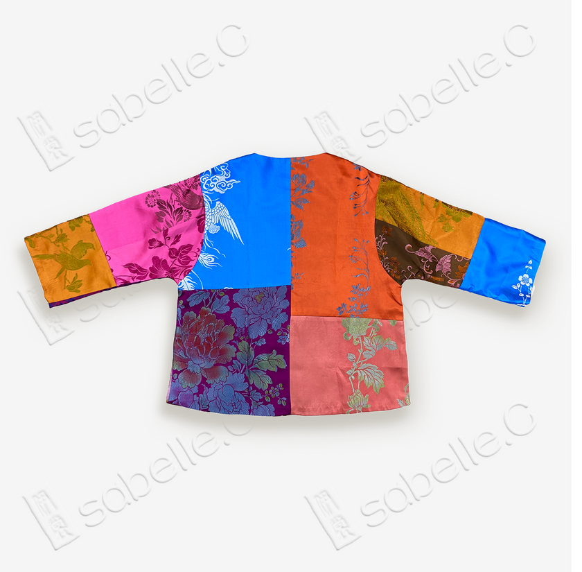Patchwork-style Vintage Silk Jacket