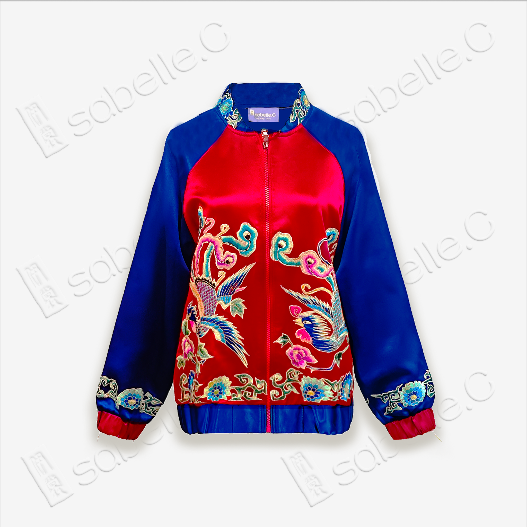 Chinese-style Embroidered Silk Bomber Jacket