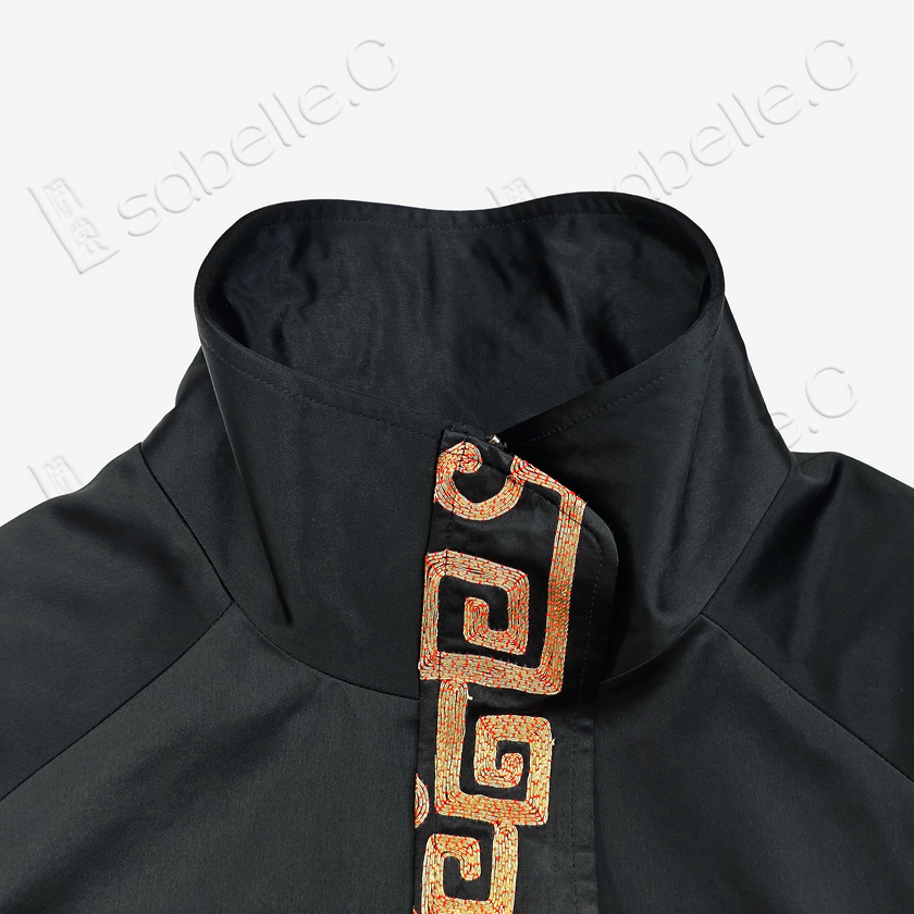 Vintage Embroidery Black Bomber Jacket