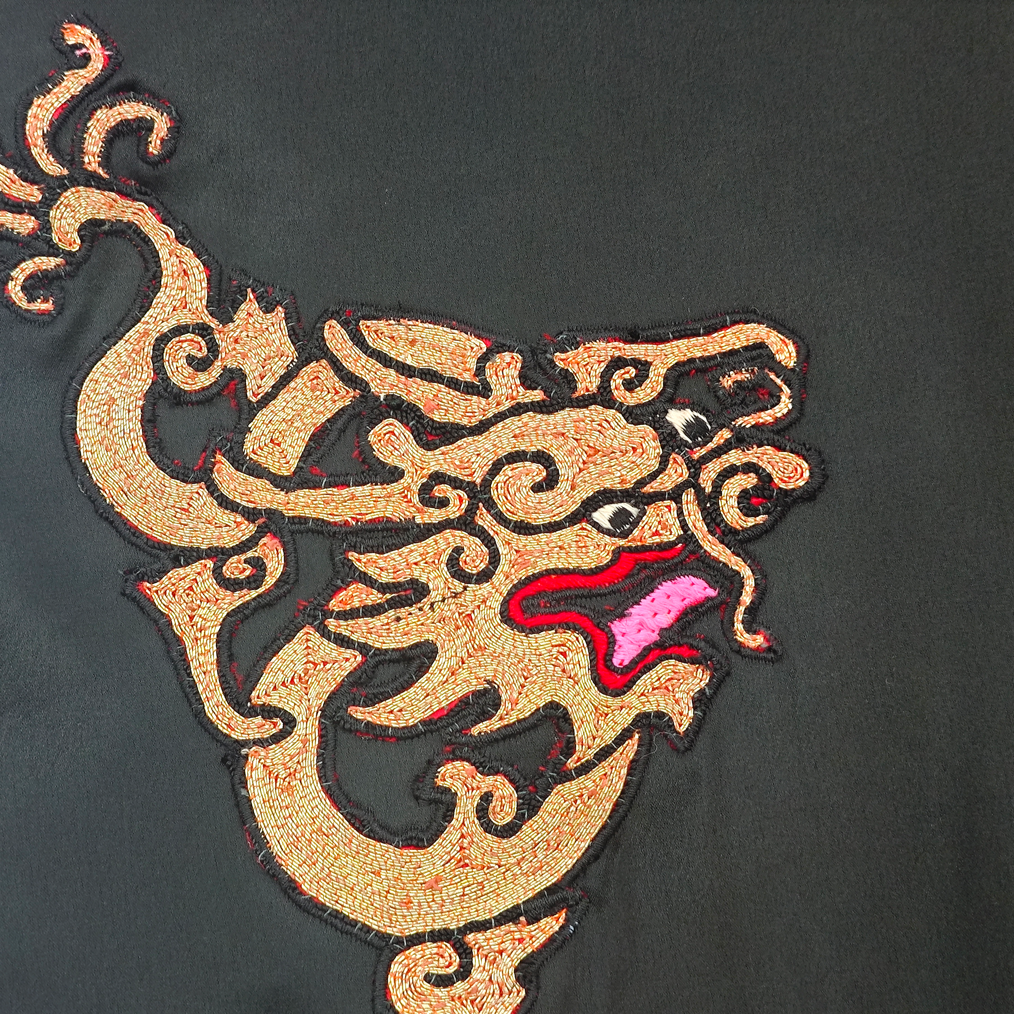 Vintage Embroidery Black Bomber Jacket