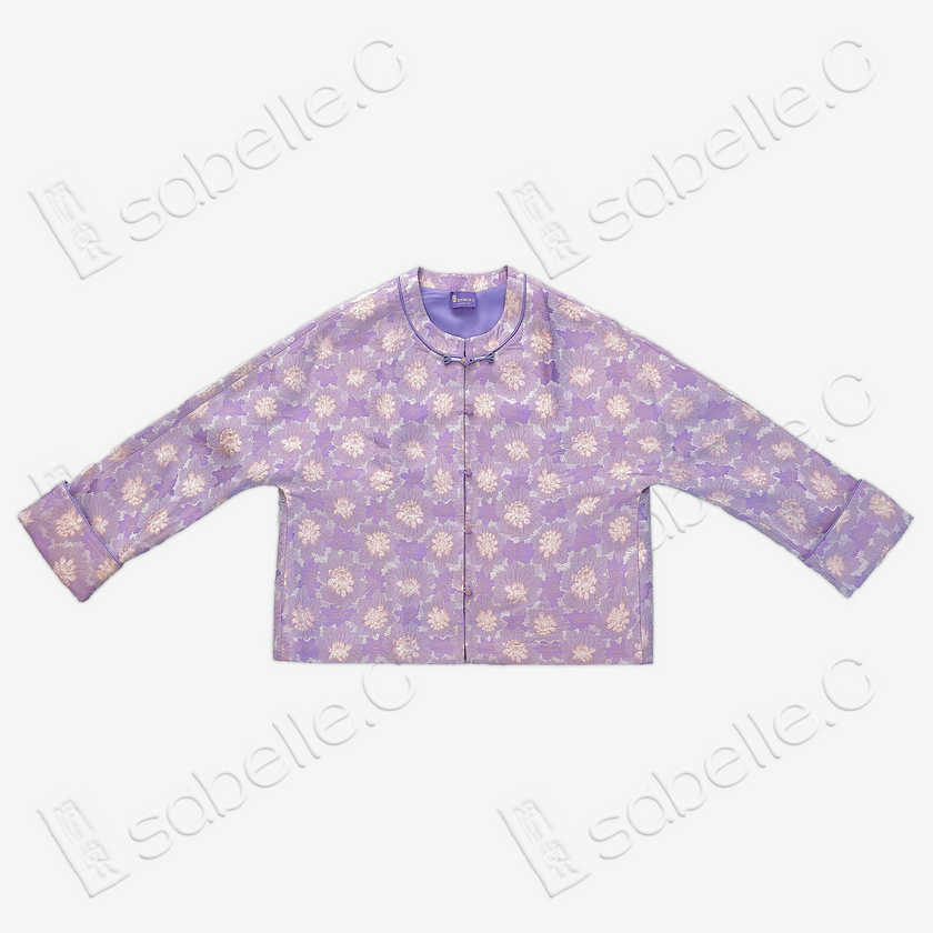 Silk Satin Floral Pattern Chinese Short Coat