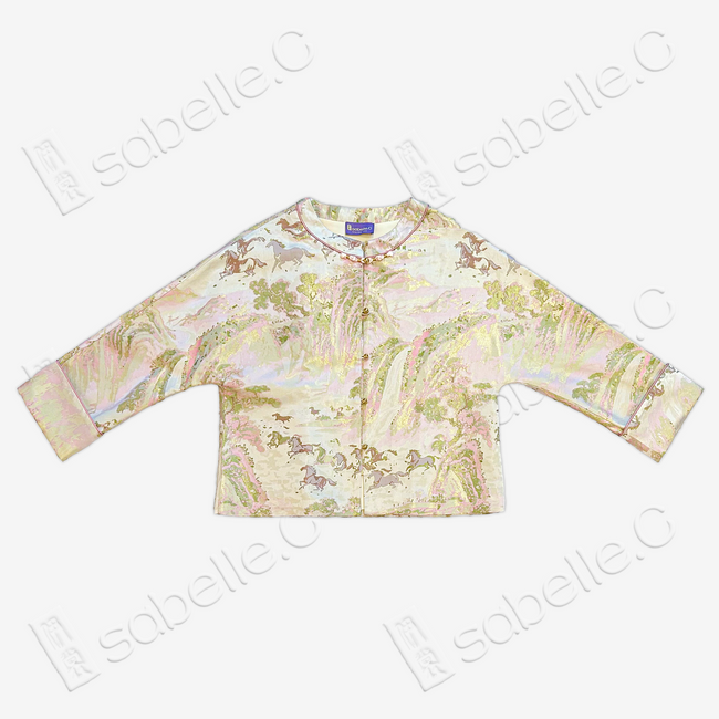 Landscape & Horse Jacquard Short Chinese Coat