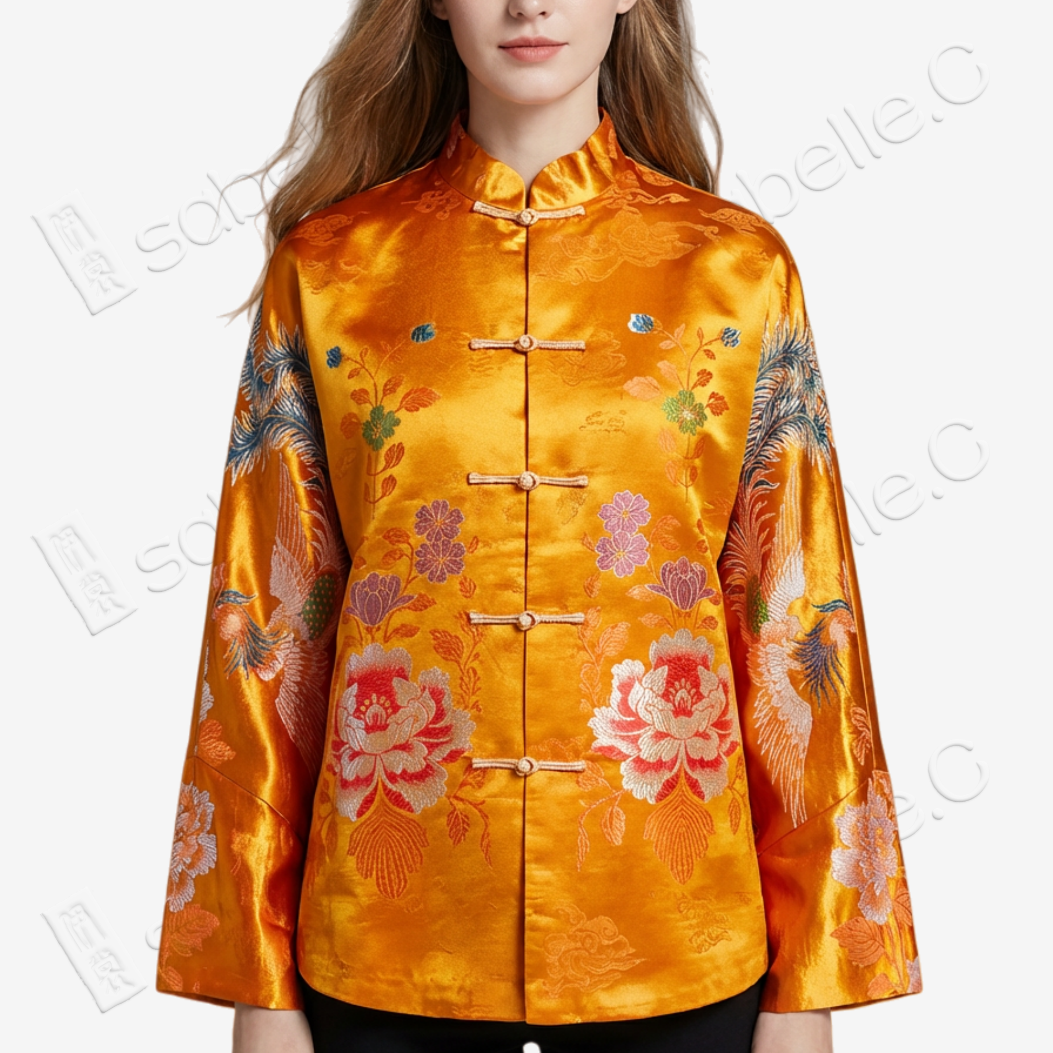 Silk Satin Tangerine Chinese-Style Jacket