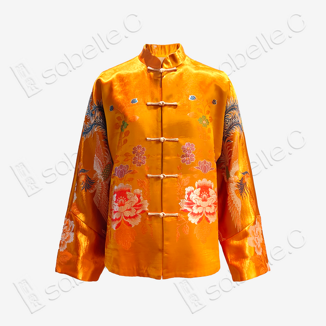Silk Satin Tangerine Chinese-Style Jacket