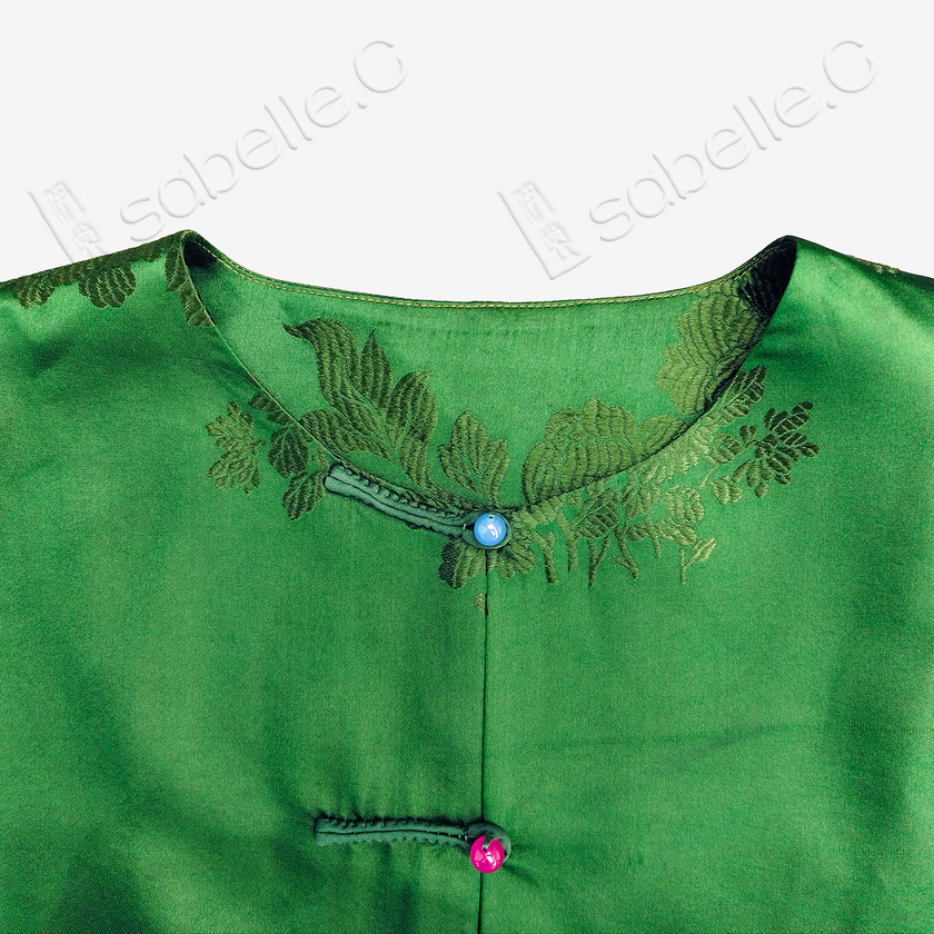 Silk Satin Jacker with Song Brocade Cuffs