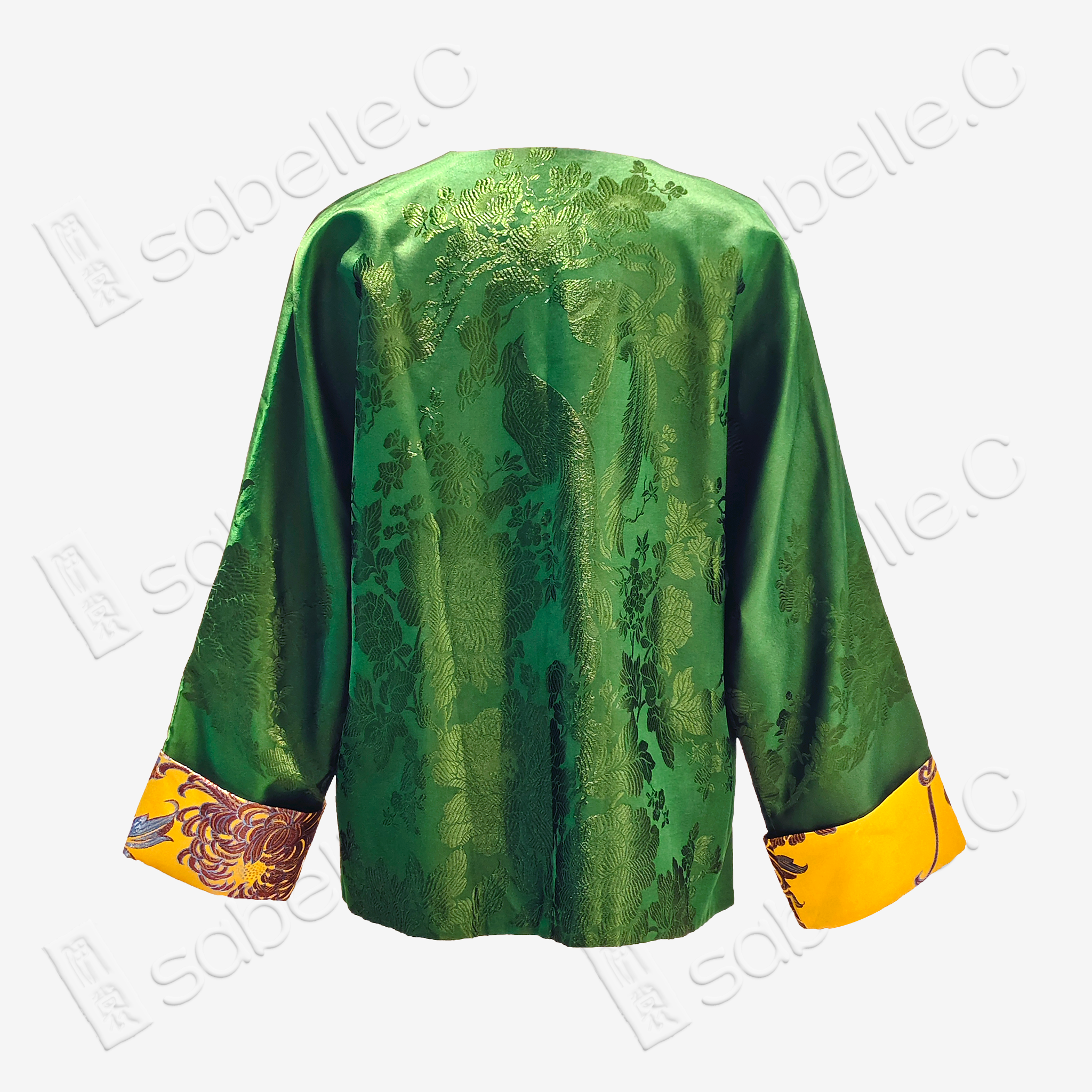 Silk Satin Jacker with Song Brocade Cuffs