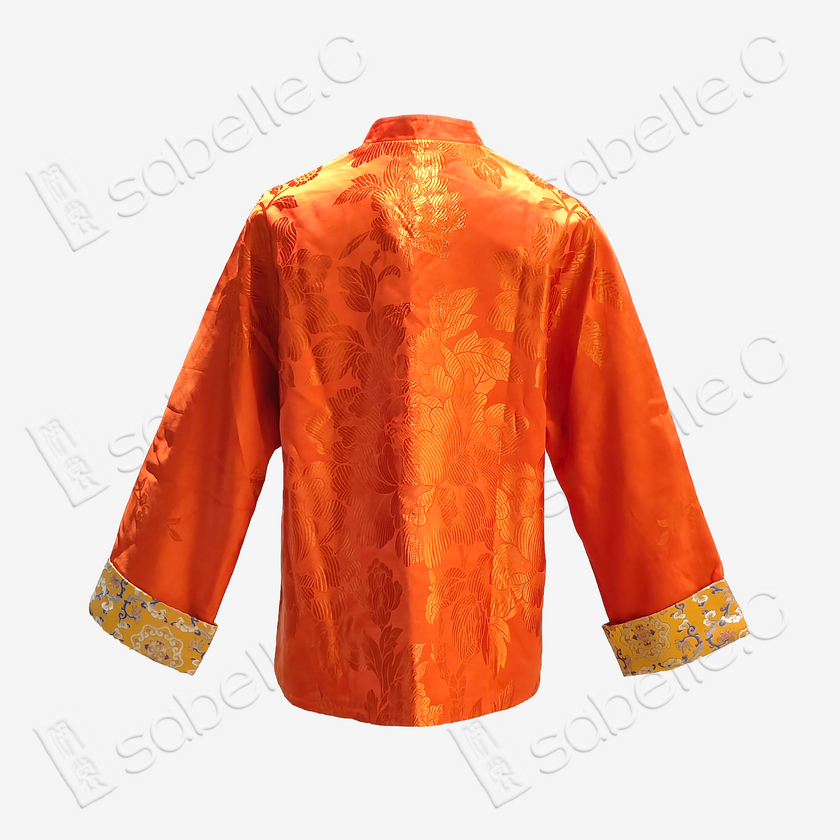 Silk Satin Jacket with Song Brocade Cuffs